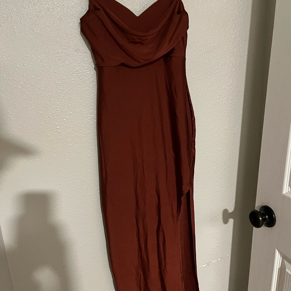 Elegant Silk Burgundy Women's Dress